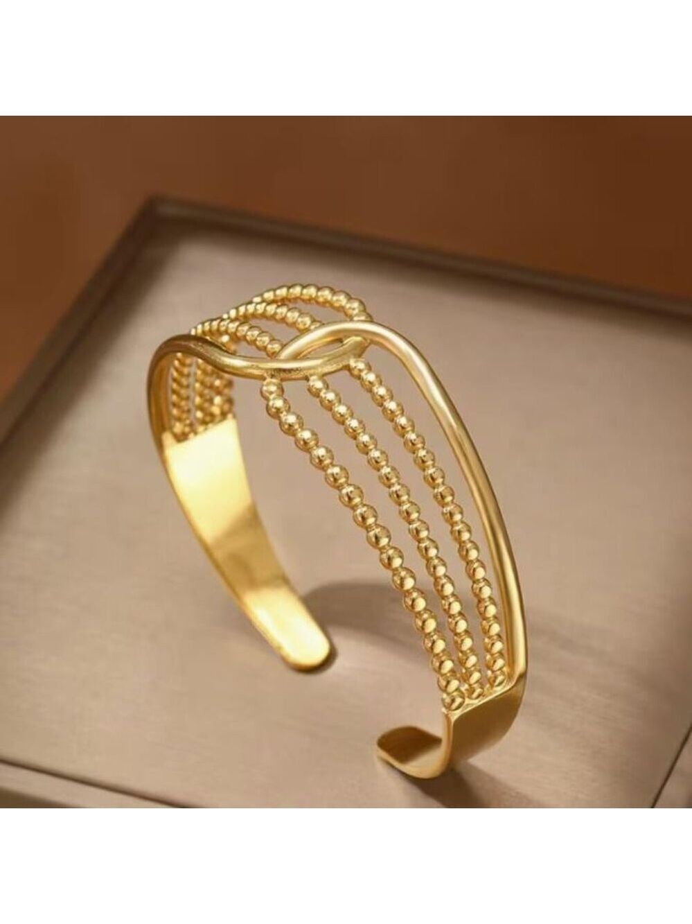 Middle Eastern And Latin Luxurious & Stylish Open Bangles Stainless Gold Plated